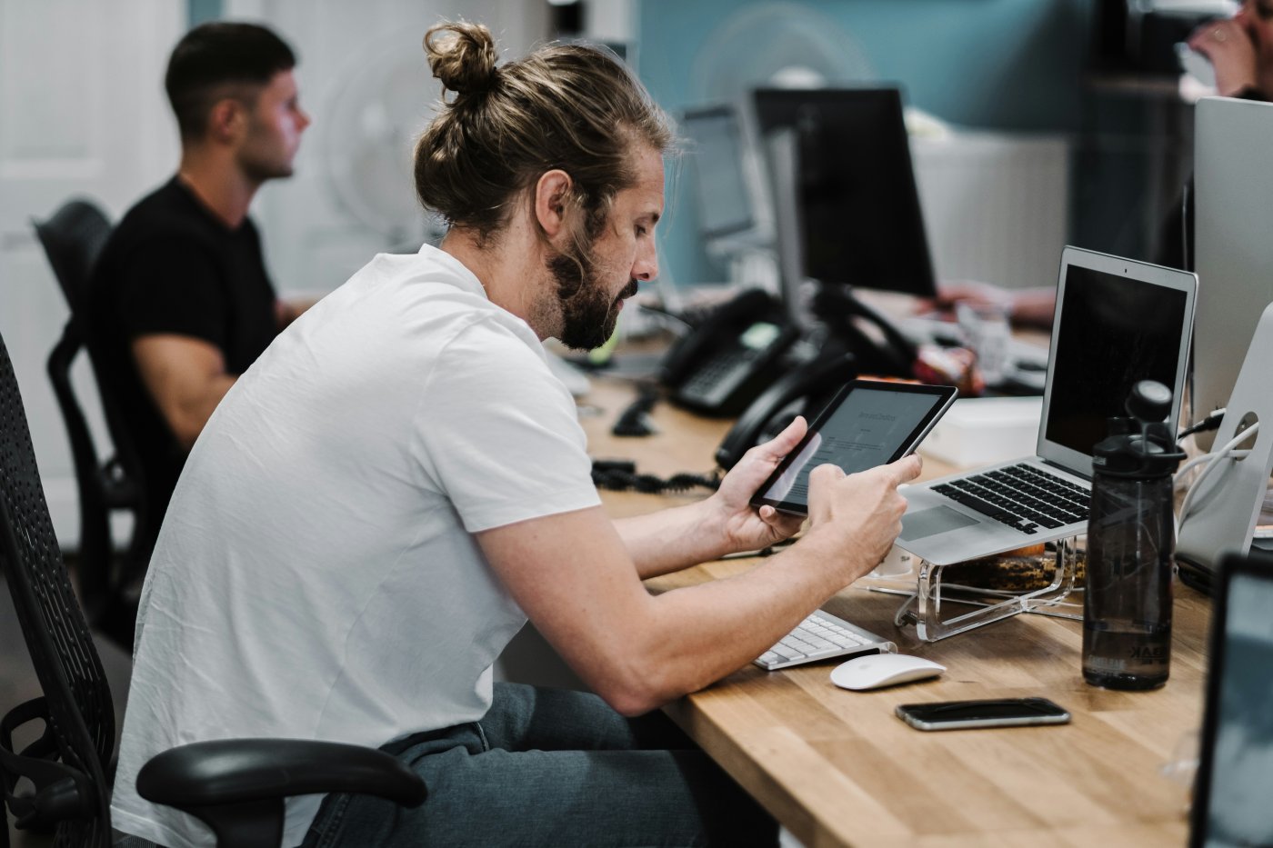 Marketer working at a desk